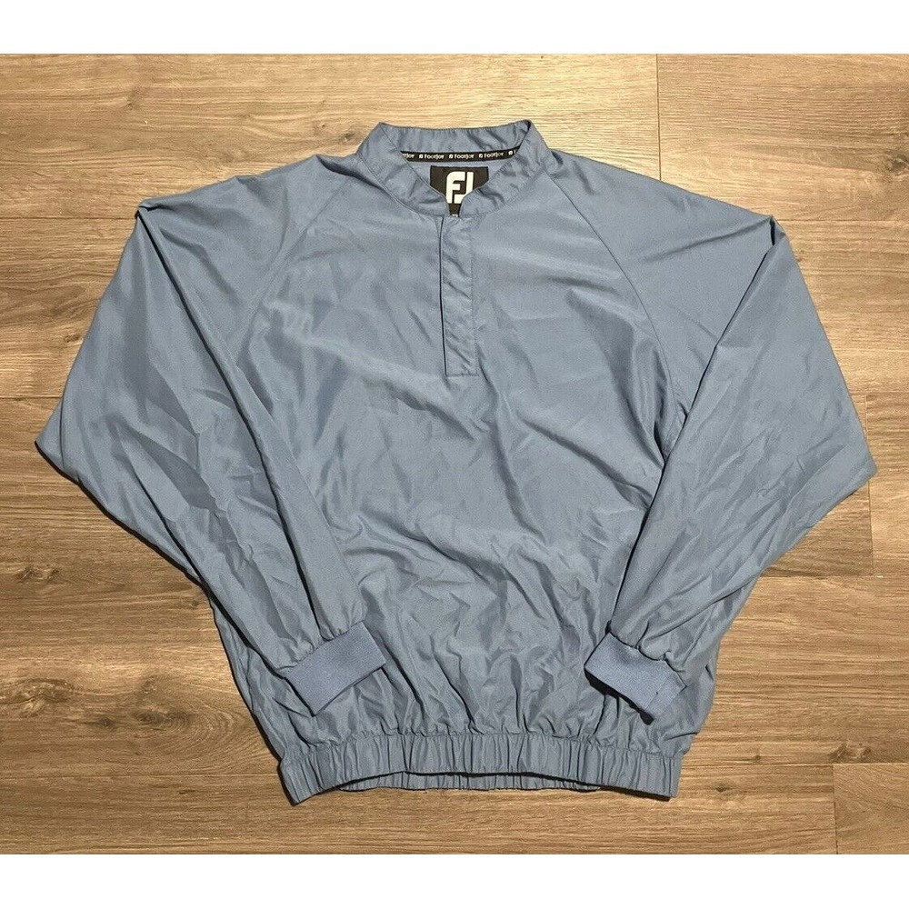 Footjoy FJ Long Sleeve Pullover Windbreaker Golf Blue 1/4 Snap Button Sz Medium
